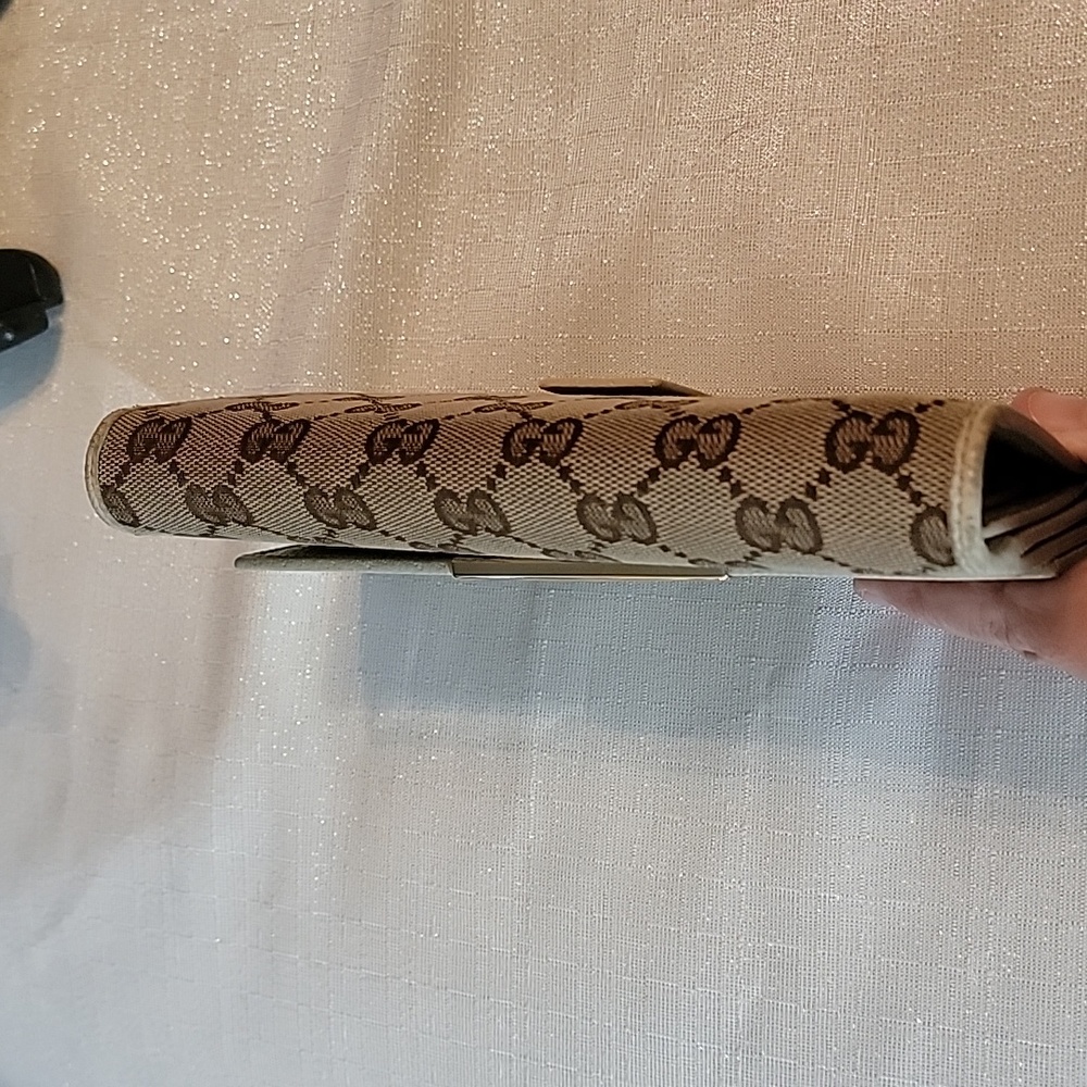 Gucci GG Monogram Logo Canvas Leather Long Wallet Authentic - Picture 12 of 16